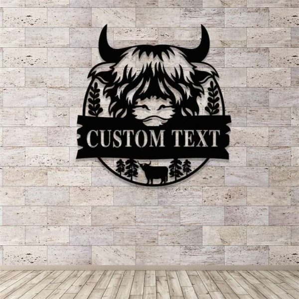 Custom Highland Cow Farmhouse Decor Metal Sign