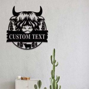 Custom Highland Cow Farmhouse Decor Metal Sign 4