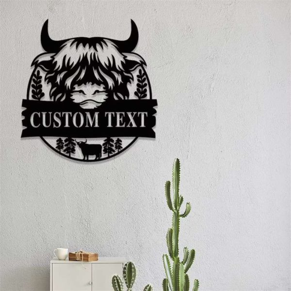 Custom Highland Cow Farmhouse Decor Metal Sign