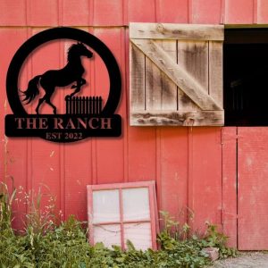 Custom Horse Ranch Sign Metal Farm Ranch Sign Horse Lover 3