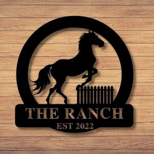Custom Horse Ranch Sign Metal Farm Ranch Sign Horse Lover 4