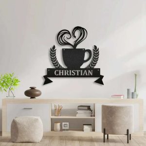 Custom Love Coffee Mug Metal Art Coffee Station Sign Coffee Bar Sign