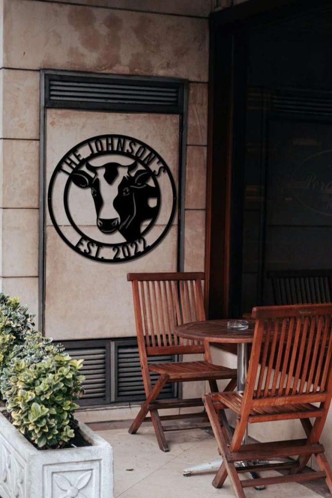 Custom Metal Cow Wall Art Sign Farm Cow Ranch Sign Custom Laser Cut