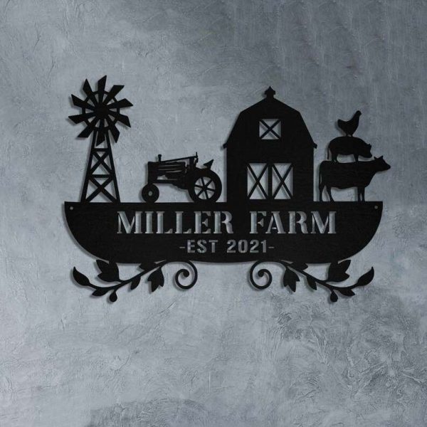 Customized Metal Farm Sign Farmhouse Decor Outdoor Cattle Pig Rooster Chicken Monogram