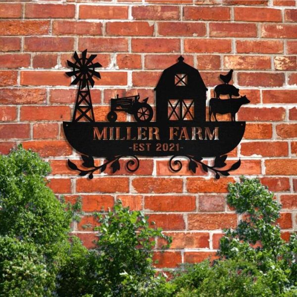 Customized Metal Farm Sign Farmhouse Decor Outdoor Cattle Pig Rooster Chicken Monogram