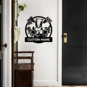 Cute Calf Metal Sign Cow Farmhouse Ranch Sign Personalized Sign 1