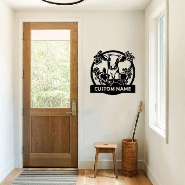 Cute Calf Metal Sign Cow Farmhouse Ranch Sign Personalized Sign