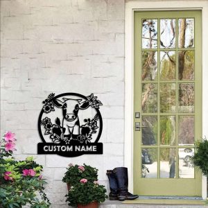 Cute Calf Metal Sign Cow Farmhouse Ranch Sign Personalized Sign 3