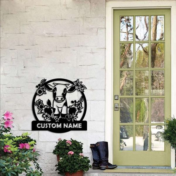 Cute Calf Metal Sign Cow Farmhouse Ranch Sign Personalized Sign