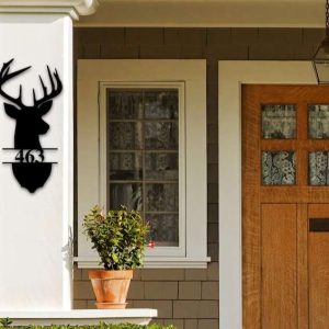 Deer Antler Address Home Outdoor Custom Metal Address Sign 1