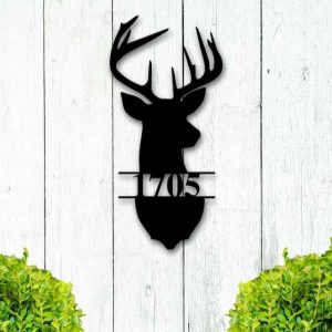 Deer Antler Home Address Outdoor Custom Metal Address Sign