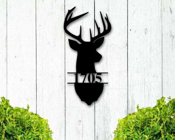 Deer Antler Home Address Outdoor Custom Metal Address Sign