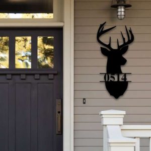 Deer Antler Address Home Outdoor Custom Metal Address Sign 4