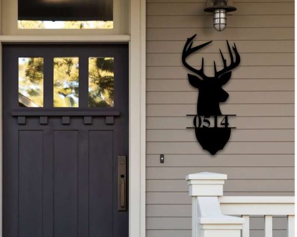 Deer Antler Home Address Outdoor Custom Metal Address Sign