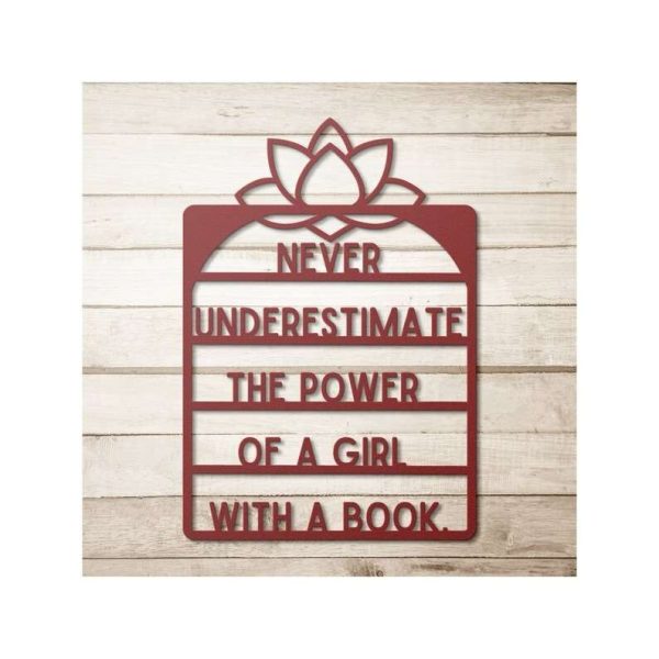 Famous Quotes Ruth Bader Power Of a Girl  With A Book Reading Sign Metal Wall Decor