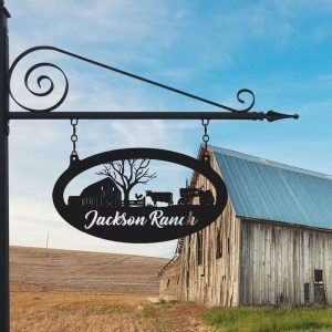 Farm Sign Barn Outdoor Farmhouse Decor Custom Metal Farm Sign Ranch 4