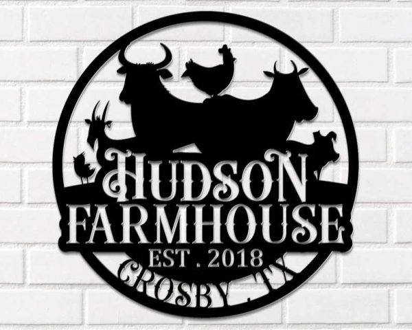 Farmhouse Custom Metal Farm Sign Farmer Gift Outdoor Decor