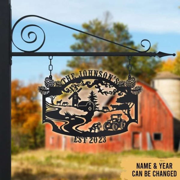 Farmhouse Farm Decoration Personalized Cut Metal Sign