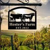 Farmhouse Farm Farmer Home Decor Personalized Metal Sign Cow Calf Chicken Tractor Sign 6