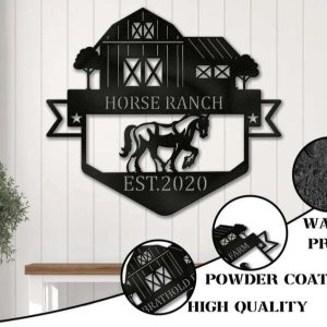 Farmhouse Name Metal Sign Horse Ranch Outdoor Family Ranch Sign Horse Lover Gift 4