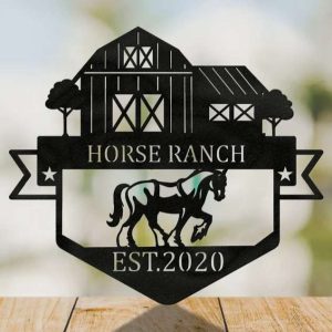 Farmhouse Name Metal Sign Horse Ranch Outdoor Family Ranch Sign Horse Lover Gift 5
