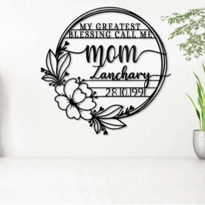 Floral Family Name Sign Custom Metal Sign Mothers Day Gifts 1