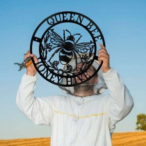 Floral Queen Bee Honey Hive Custom Bee Keeper Metal Sign 3