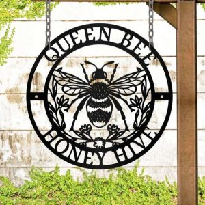 Floral Queen Bee Honey Hive Custom Bee Keeper Metal Sign 5