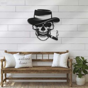 Gangter Sugar Skull Cigar Smoking Bar Sign Wall Art Metal Sign Smoker Man Cave Gift 2 1