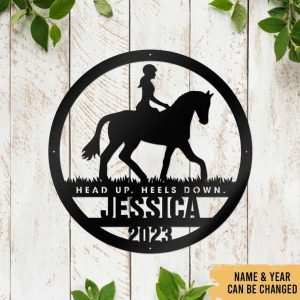 Girl Riding Horse Farmhouse Decor Horse Ranch Custom Metal Sign 3