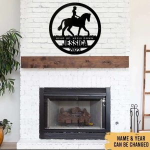 Girl Riding Horse Farmhouse Decor Horse Ranch Custom Metal Sign 4