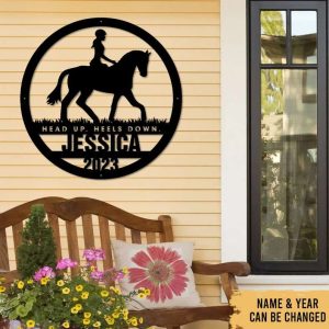 Girl Riding Horse Farmhouse Decor Horse Ranch Custom Metal Sign 5