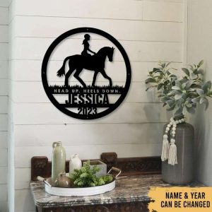 Girl Riding Horse Farmhouse Decor Horse Ranch Custom Metal Sign 6