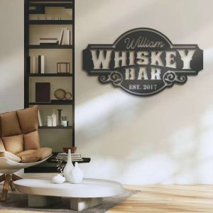 Home Pub Whiskey Bar Metal Wall Art Bourbon Cocktail Drinking Name Sign Personalized Metal Sign 1