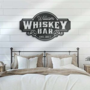 Home Pub Whiskey Bar Metal Wall Art Bourbon Cocktail Drinking Name Sign Personalized Metal Sign 3