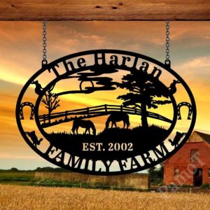 Horse Ranch Farmhouse Sign Personalized Metal Farm Sign Horse Lover 1