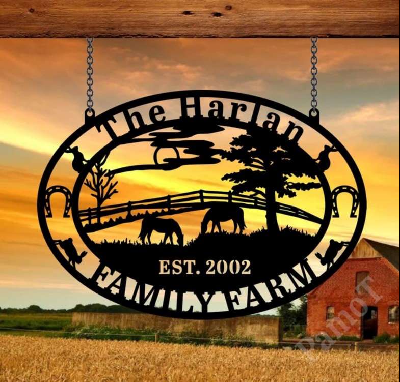 Horse Ranch Farmhouse Sign Personalized Metal Farm Sign Horse Lover