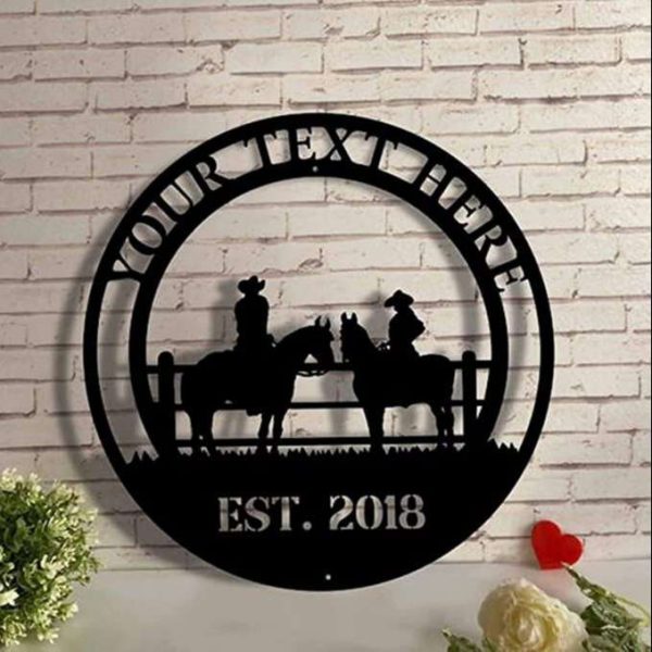 Horse Ranch Wall Art Cowboy Cowgirl Horse Farm Lover Personalized Metal Sign