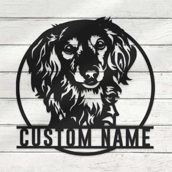 Long Haired Dachshunds Metal Wall Art Dog Lover Personalized Metal Sign