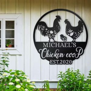 Metal Chicken Coop Sign Personalized Farm Metal Sign Rooster House Decor