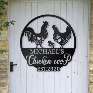 Metal Chicken Coop Sign Personalized Farm Metal Sign Rooster House Decor 3