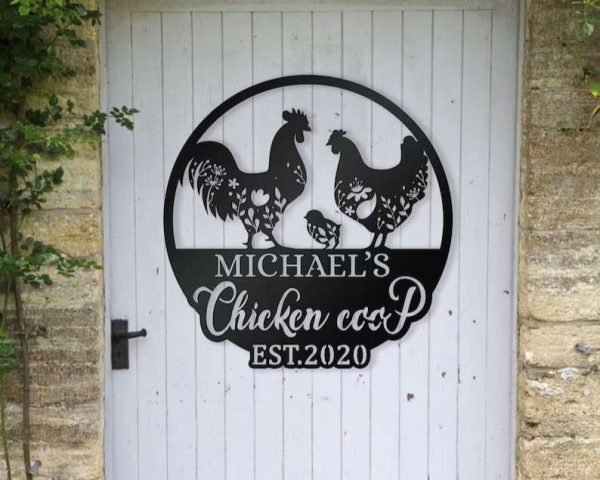 Metal Chicken Coop Sign Personalized Farm Metal Sign Rooster House Decor