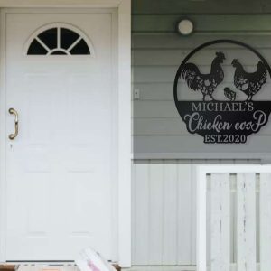 Metal Chicken Coop Sign Personalized Farm Metal Sign Rooster House Decor 4