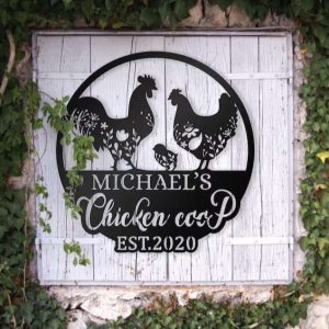 Metal Chicken Coop Sign Personalized Farm Metal Sign Rooster House Decorc 2