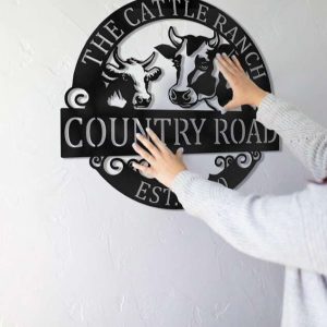 Metal Country Road Domestic Farmhouse Personalized Family Farm Sign 3
