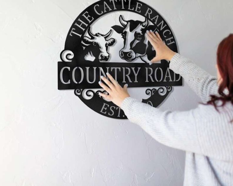 Custom Cattle Ranch Sign Metal Country Road Cattle Ranch Domestic Farmhouse Personalized Family ...