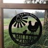 Metal Farm Sign Hen Chicken Monogram Farmhouse Outdoor Personalized Wall Decor 3