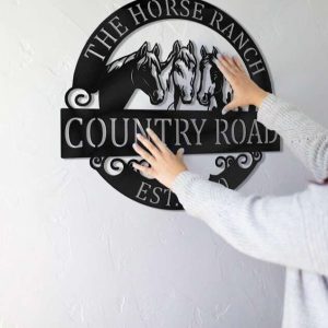Metal Horse Ranch Sign Country Road Domestic Farmhouse Personalized Horse Sign 3