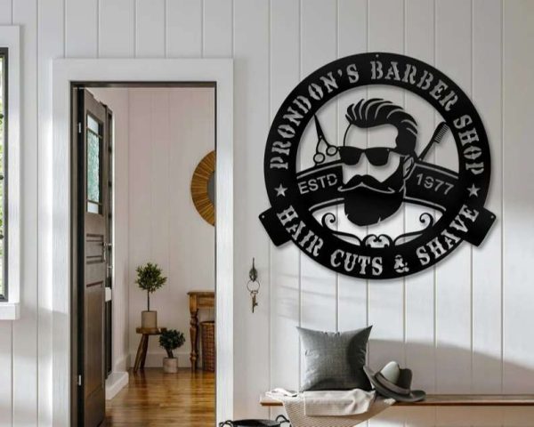 Metal Western Hair Saloon Cowboy Cut Personalized Hair Sign