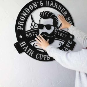 Metal Western Hair Saloon Cowboy Cut Personalized Hair Sign